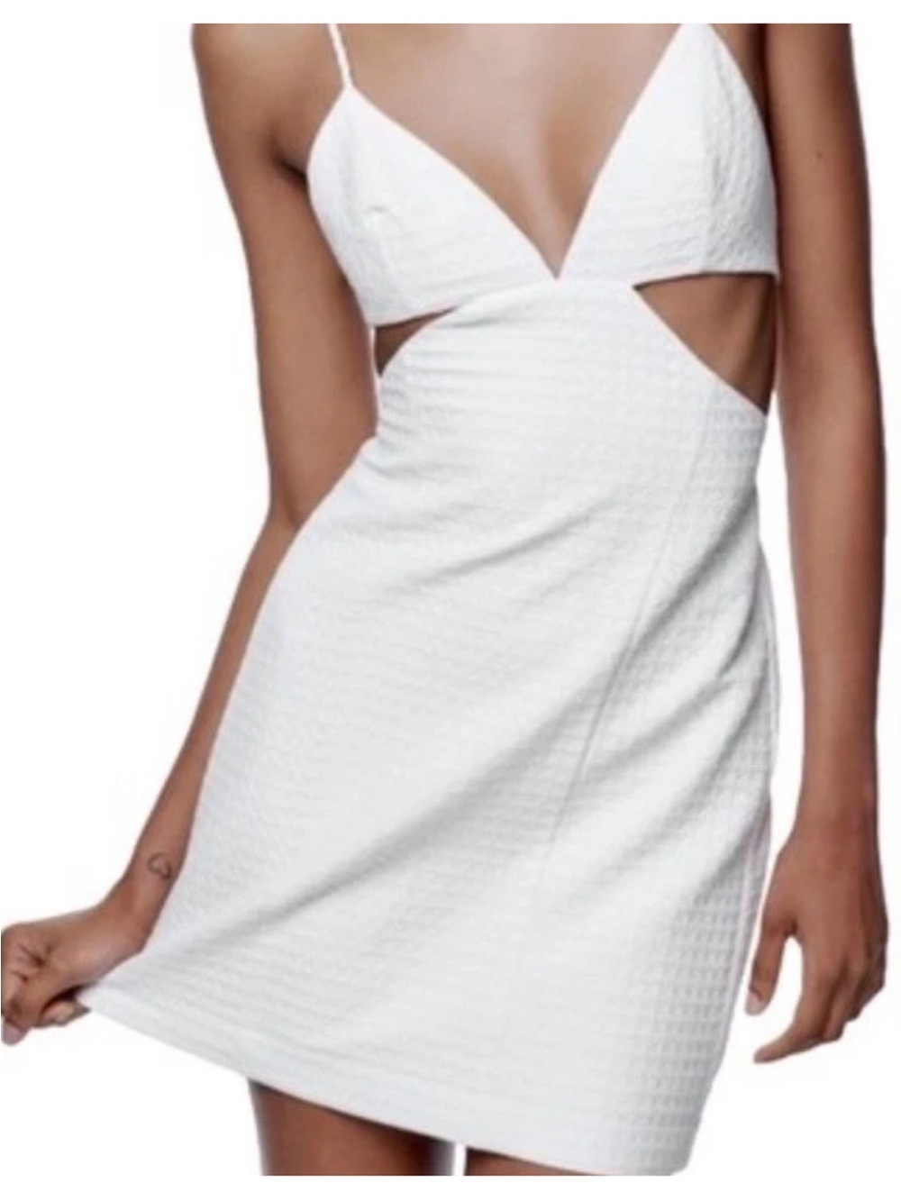 Zara White Cutout Spaghetti-Strap Mini Dress